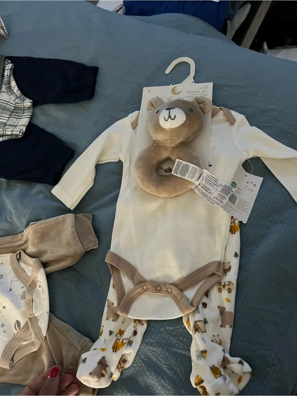 Carter's Cream, Tan and Green Baby Matching Sets - 3pc